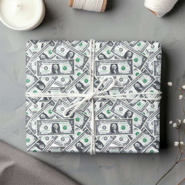 Funny dollar pattern humor wrapping paper  geschenkpapier (Modern funny gift for money lovers with dollar style)