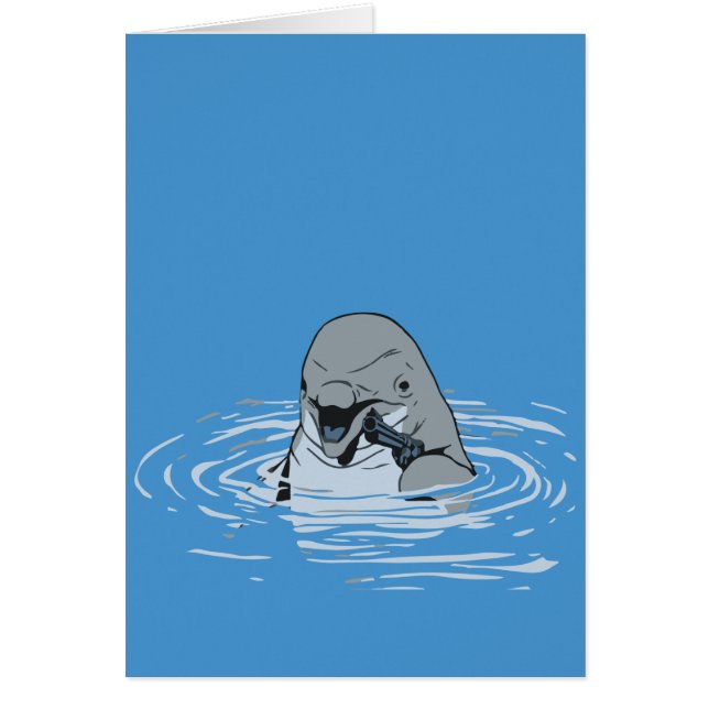 Funny Dolphin mit Gun-Cartoon (Vorne)