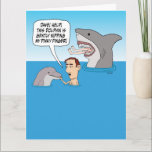 Funny Dolphin Nip und Shark Bite Birthday Karte<br><div class="desc">Hier ist eine unglaublich witzig Cartoon-Geburtstagskarte mit einem Typ, dessen geiler Finger von einem Delphin gefangen wird. In der Zwischenzeit hilft sein Freund Dave überhaupt nicht, wahrscheinlich weil er von einem Hai verschlungen wird. Kiefer abwerfender Spaß! Danke für die Auswahl dieses originalen Designs von © Chuck Ingwersen und die Unterstützung...</div>