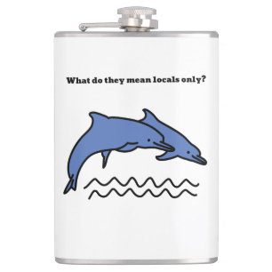 Funny Dolphin Ocean Liebe Waves Vinyl Wrapped Flas Flachmann