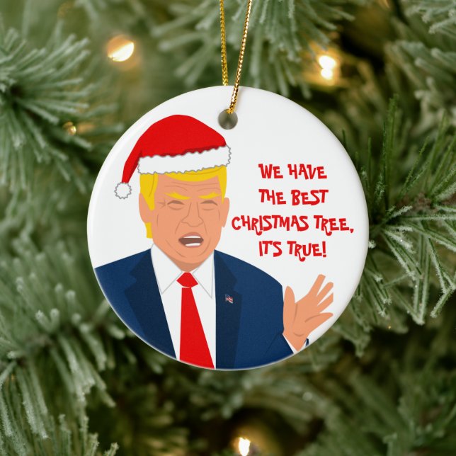 Funny Donald Trump Cartoon Weihnachtsbaumschmuck Keramik Ornament (Baum)