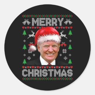 Funny Donald Trump frohe Weihnachtsfamilie Ugly Sw Runder Aufkleber