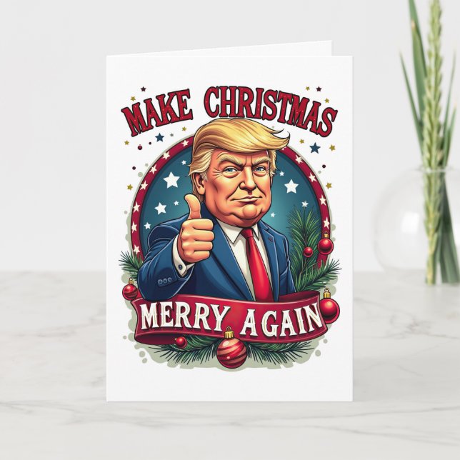 Funny Donald Trump frohe Weihnachtskarte Feiertagskarte (Vorderseite)