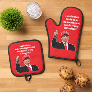 Funny Donald Trump I Liebe 47. Präsident Ofenhandschuh & Topflappen-Set