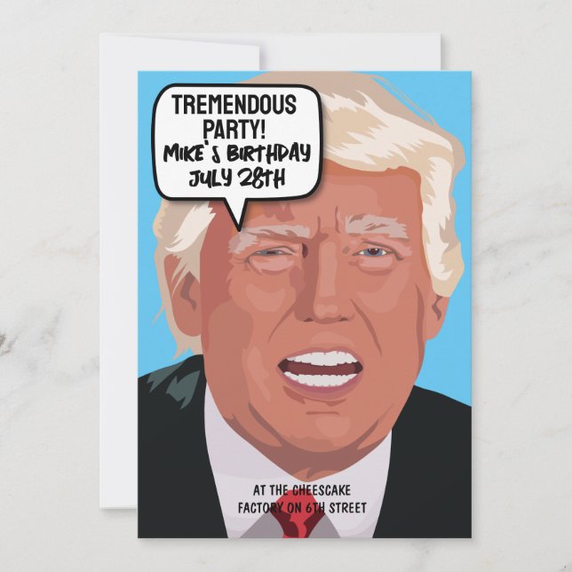 FUNNY DONALD TRUMP INVITATIONS À LA FÊTE D'ANNIVER (Devant)