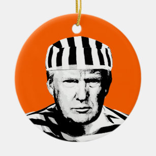 Funny Donald Trump Prison Jumpsuit Keramik Ornament