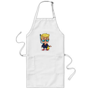 Funny Donald Trump Snorkel Cartoon Lange Schürze