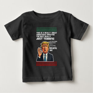 Funny Donald Trump Ugly Christmas Sweater Parody Baby T-shirt