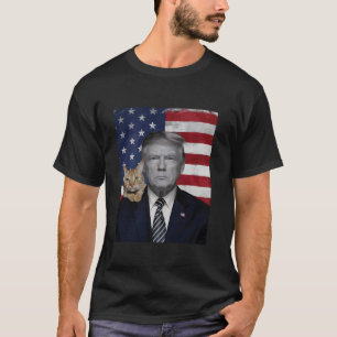 Funny Donald Trump und Cat Political USA Flag Elec T-Shirt