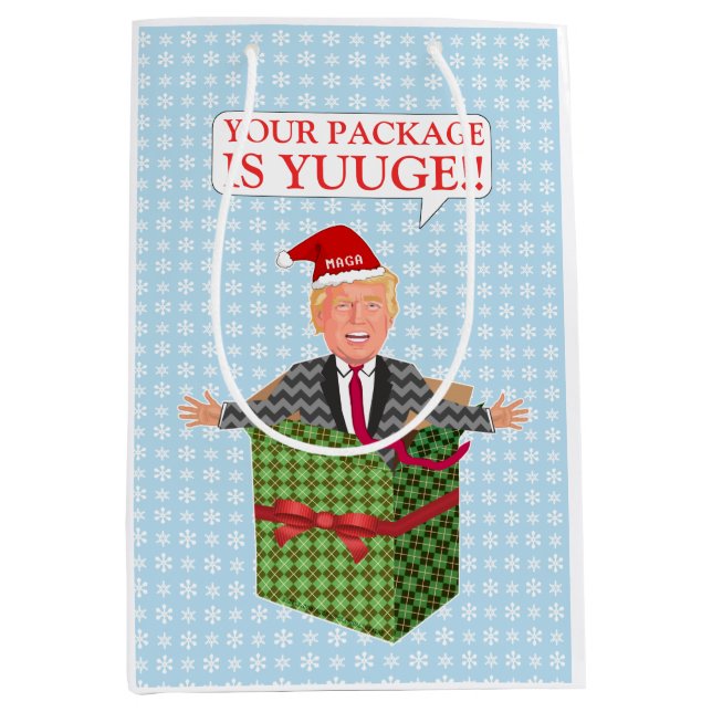 Funny Donald Trump Weihnachts-Yuuge-Spaß Mittlere Geschenktüte (Vorderseite)