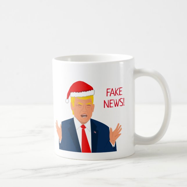 Funny Donald Trump Weihnachtsmann Cartoon Kaffeetasse (Rechts)