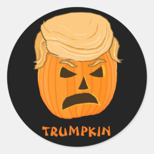 Funny Donald Trumpkin Pumpkin Jack-o-lantern Runder Aufkleber