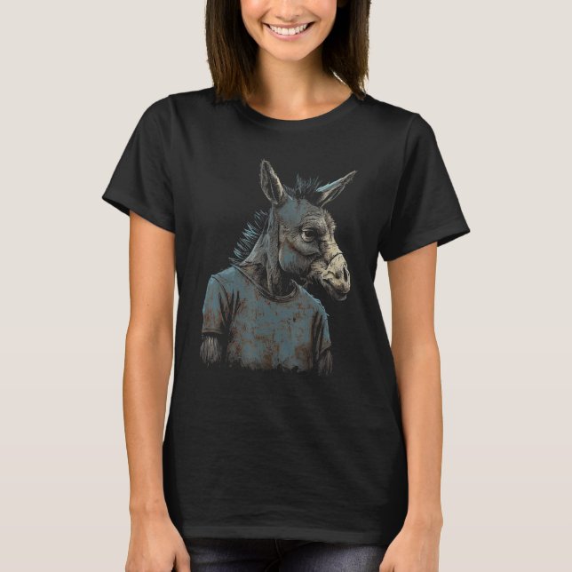Funny Donkey Face Gift idea for Donkeys Lovers Gra T-Shirt (Vorderseite)
