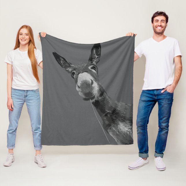 Funny Donkey Grayscale Portrait Kunst, Dichtung un Fleecedecke (Beispiel)