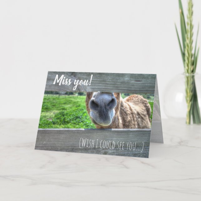 Funny Donkey "I Miss You" Leere Dankeskarte (Vorderseite)