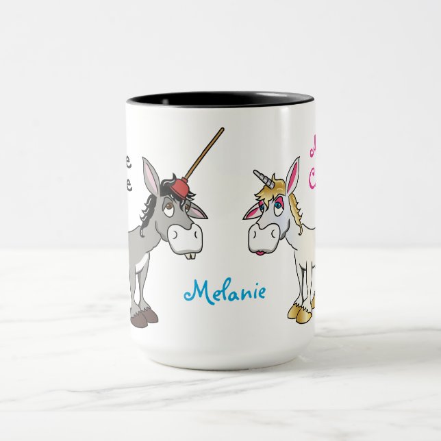 Funny Donkey Unicorn Personalisiert Tasse (Zentrum)