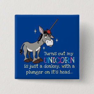 Funny Donkey Unicorn T - Shirt Button