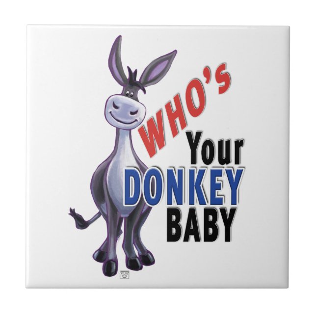 Funny Donkey, wer ist dein Donkey Baby? Fliese (Vorderseite)