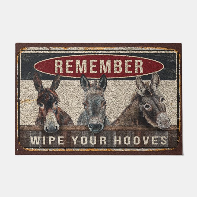 Funny Donkey Yo Family Doormat, Donkey Lover Mat Fußmatte (Vorderseite)