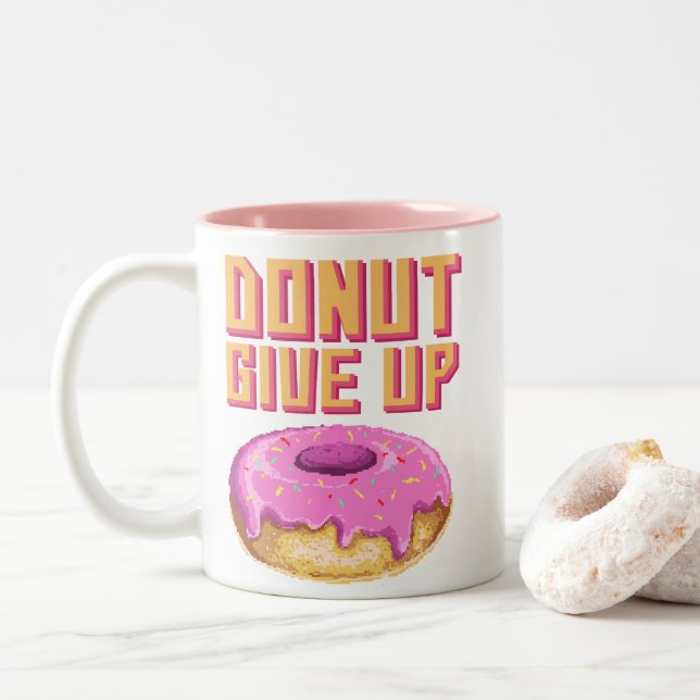 Funny Donut aufgeben Zweifarbige Tasse (Mit Donut)