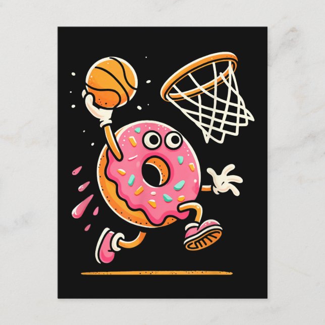 Funny Donut Dunking Basketball Food Champ Sports D Begleitkarte (Vorderseite)