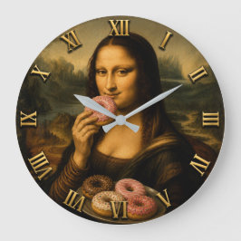 Funny Donut Mona Lisa Große Wanduhr