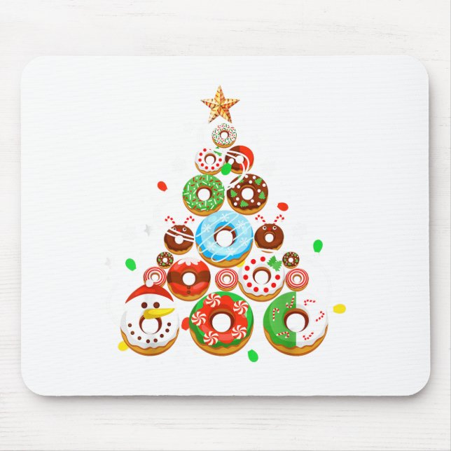 Funny Donuts Christmas Tree Lights Xmas Pjs Boys K Mousepad (Vorne)