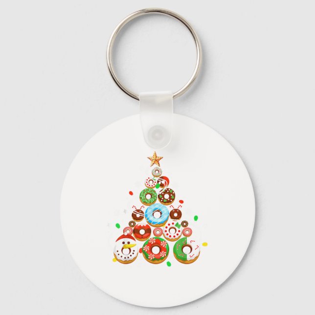 Funny Donuts Christmas Tree Lights Xmas Pjs Boys K Schlüsselanhänger (Vorderseite)
