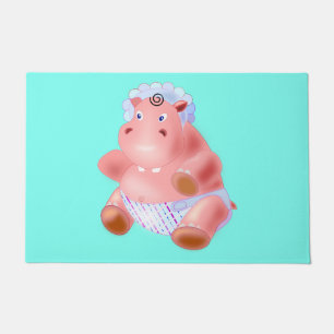 Funny Doormat mit Happy Baby Hippo Fußmatte