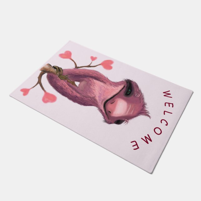 Funny Doormat mit Playful Sloth Willkommen Fußmatte (Schrägansicht)