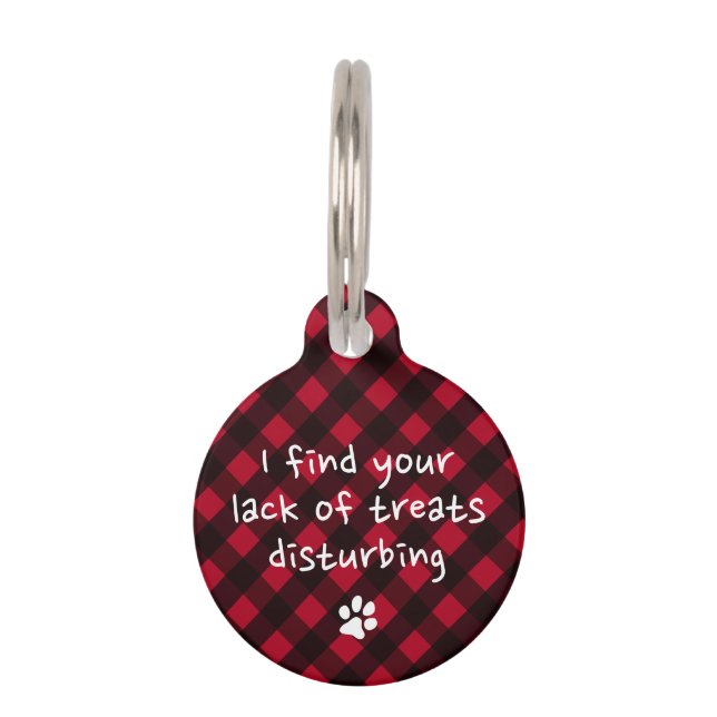 Funny Doppy Puppy Personalisiert Red Black Kariert Haustiermarke (Vorderseite)