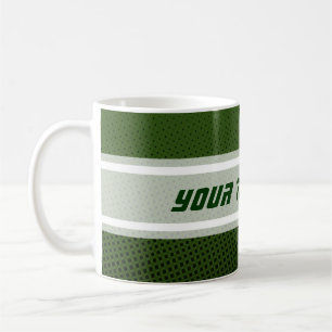 Funny Dots Muster dunkelgrün + Ihr Text Kaffeetasse