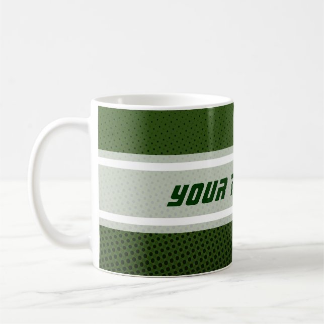 Funny Dots Muster dunkelgrün + Ihr Text Kaffeetasse (Links)