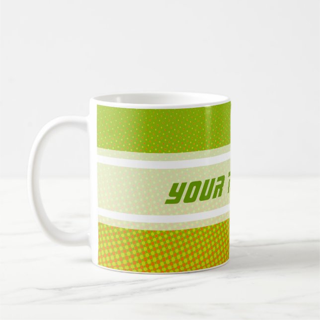 Funny Dots Muster grün orange + Ihr Text Kaffeetasse (Links)