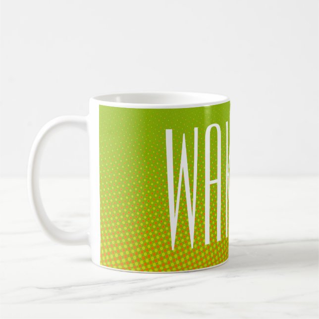 Funny Dots Muster grün orange + Ihr Text Kaffeetasse (Links)