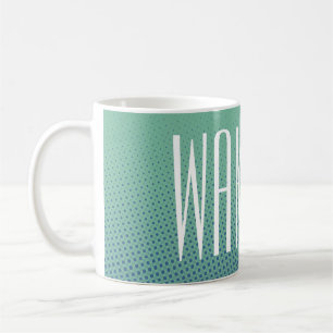 Funny Dots Muster Ozean grün blau + Ihr Text Kaffeetasse