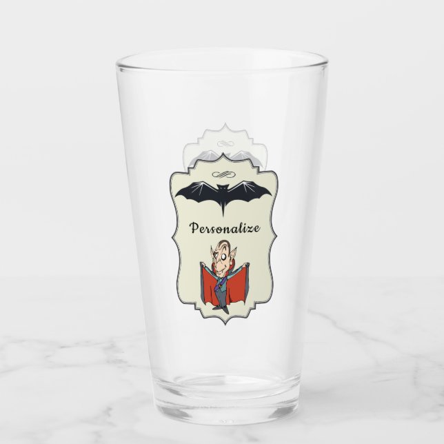 Funny Dracula Bat Halloween Personalisiertes Trink Glas (Vorderseite)