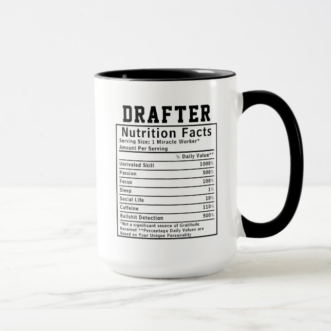 Funny Drafter Nutrition Facts Engineering staff  Tasse (Rechts)