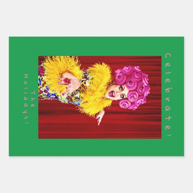 Funny Drag Queen Wrapping Paper Sheets Geschenkpapier Set (Vorderseite)