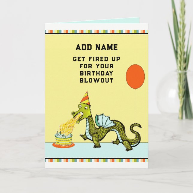 Funny Dragon Birthday Karte (Vorderseite)