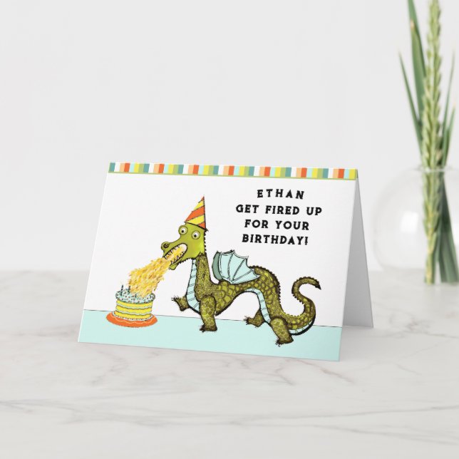 Funny Dragon Birthday Karte (Vorderseite)