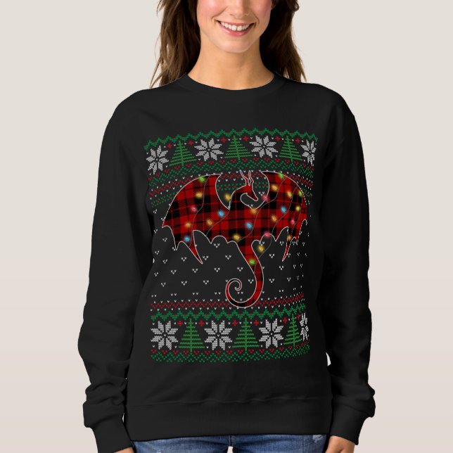 Funny Dragon Ugly Sweater Christmas Lights Dragon Sweatshirt (Vorderseite)