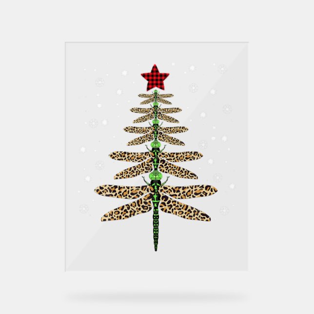 Funny Dragonfly Weihnachtsbaumschmuck Leopard Acrylschild (Vorderseite)