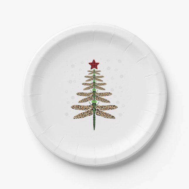 Funny Dragonfly Weihnachtsbaumschmuck Leopard Pappteller (Vorderseite)
