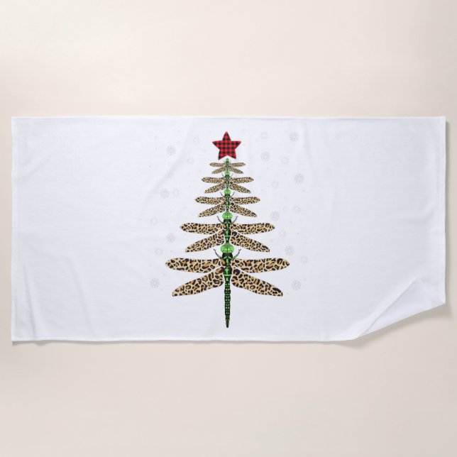 Funny Dragonfly Weihnachtsbaumschmuck Leopard Strandtuch (Vorderseite)