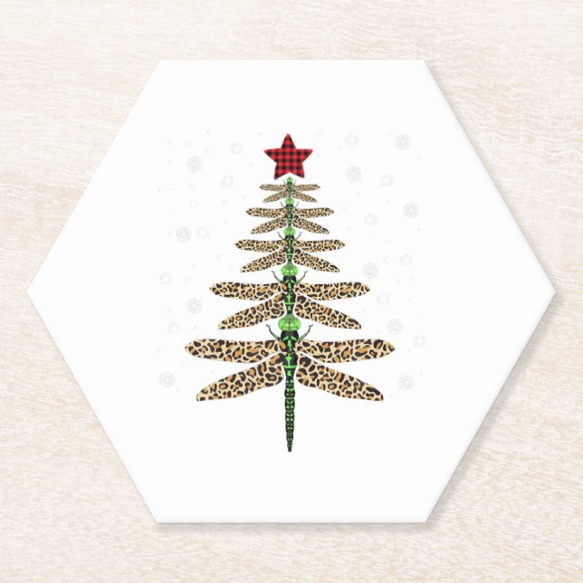 Funny Dragonfly Weihnachtsbaumschmuck Leopard Untersetzer (Vorderseite)