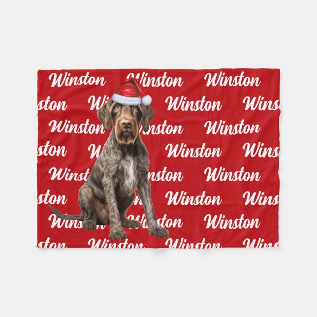Funny Drahthaarterrier Pointer Dog Name Muster Wei Fleecedecke (Vorderseite (Horizontal))