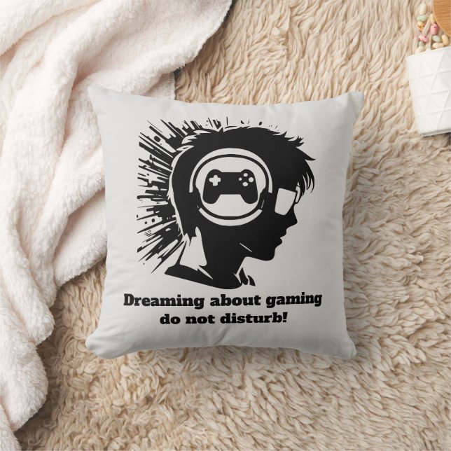 Funny Dreaming Gamer fügt Text hinzu Kissen (Decke)