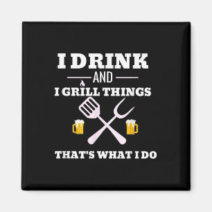 Funny Drink Beer Grill Shirt Vater Fathers Day Gif Magnet