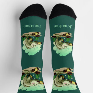 Funny Drink Fisch Sondertext & Farbe Socken